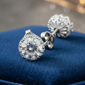 2 CT Moissanite Crown Earrings